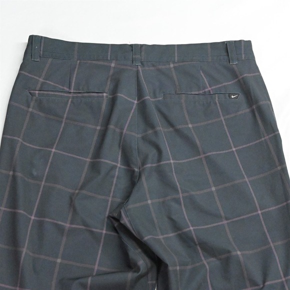 Nike 32 x 10" 725700 Black Print Plaid Dri Fit Flat Front Golf Shorts - Picture 6 of 7